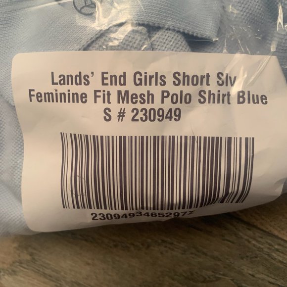NWT LANDS' END GIRL'S SHORT SLEEVE FEMININE FIT MESH POLO SHIRT BLUE SMALL (7-8) - Picture 5 of 6